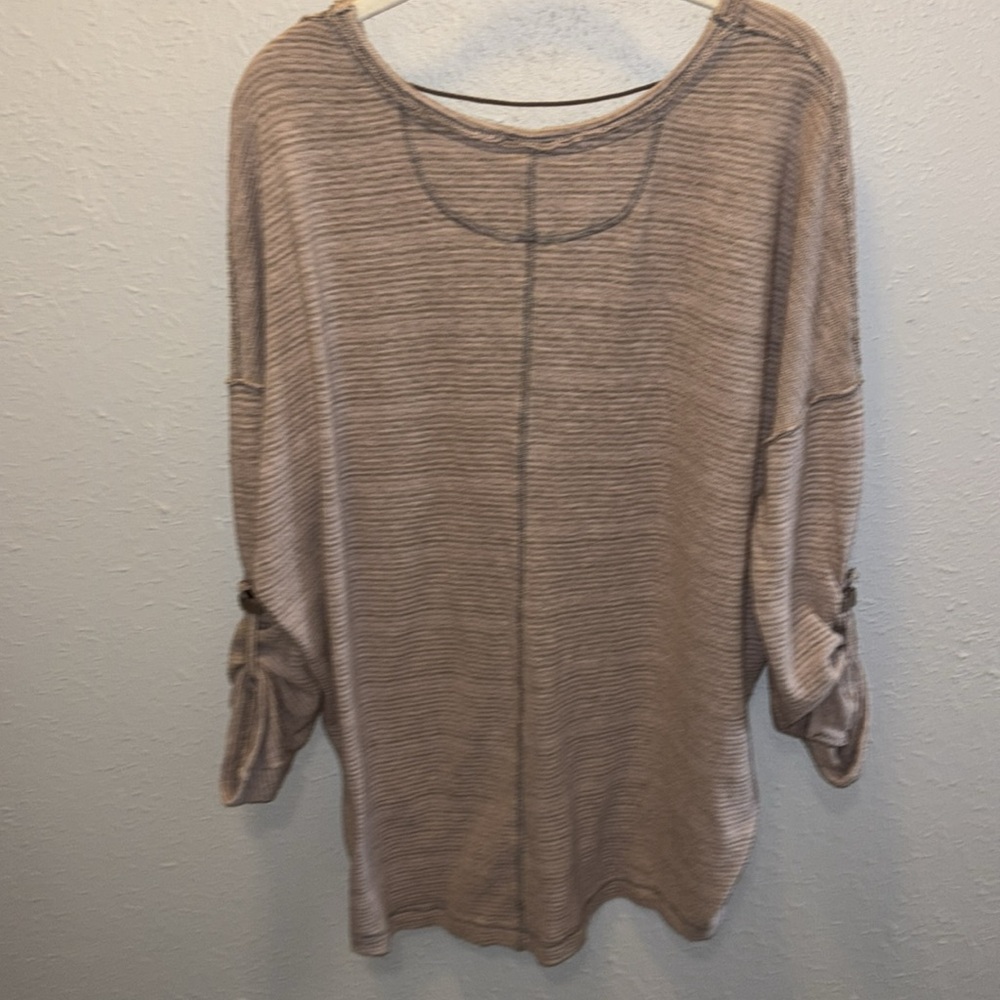 Free People We the Free Beach Haven Striped Henley Tee Top Women’s Size Large - Picture 6 of 9